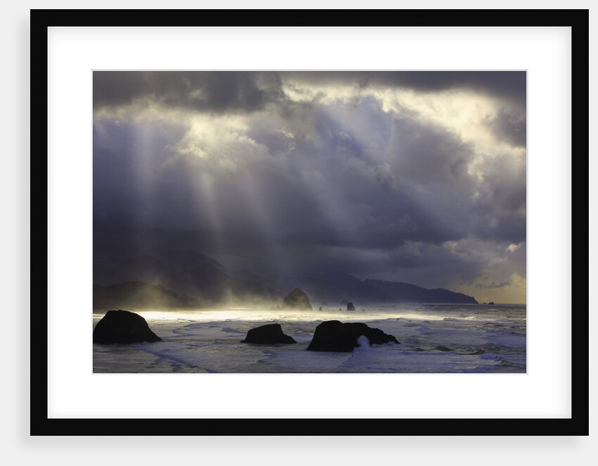 Sunrise Ecola State Park looking south to Cannon Beach and Haystack Rock, Oregon Coast by Anonymous