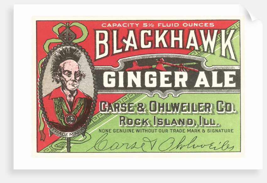 Blackhawk ginger ale label by Anonymous