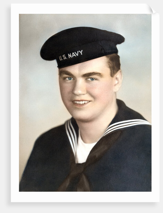 Young sailor's formal US Navy portrait, ca. 1942. by Anonymous