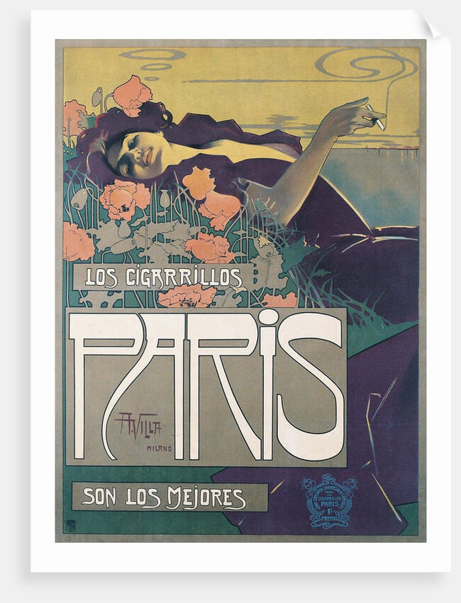 Cigarrillos Paris son los Mejores (Paris cigarillos are the best!) poster by Aleardo Villa