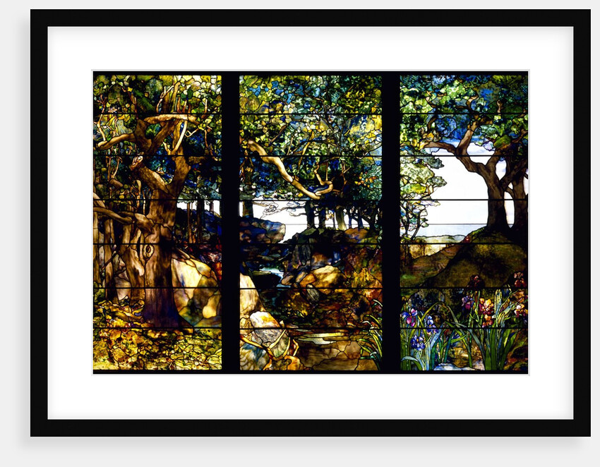 A Wooded Landscape in Three Panels by Louis Comfort Tiffany