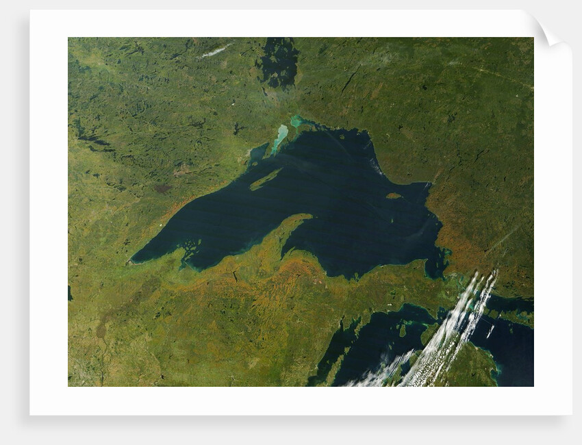 Satellite view of Lake Superior with fall colors by Anonymous