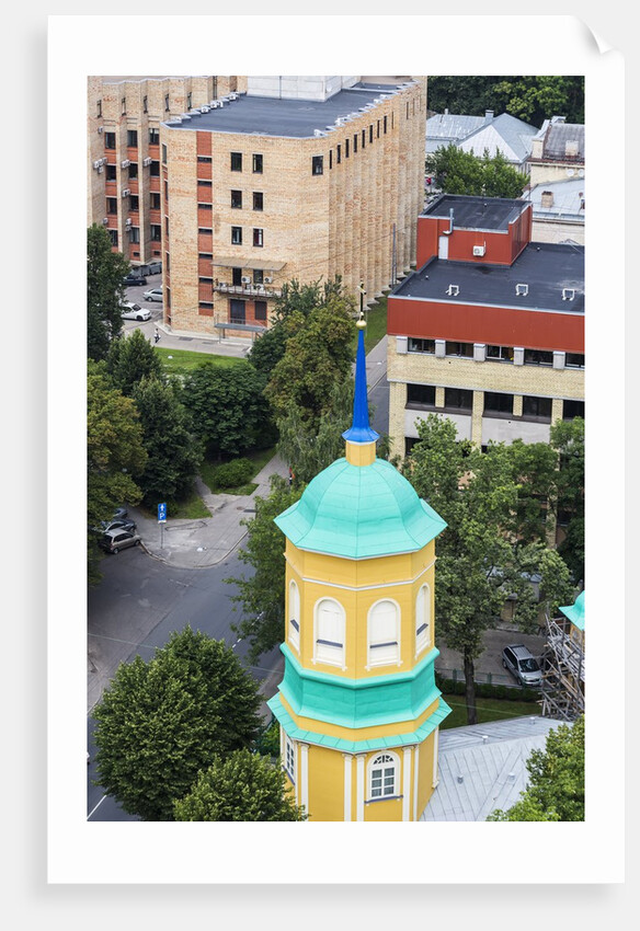 View of the bell-tower of the Orthodox church from the Latvian Academy of Science building by Anonymous