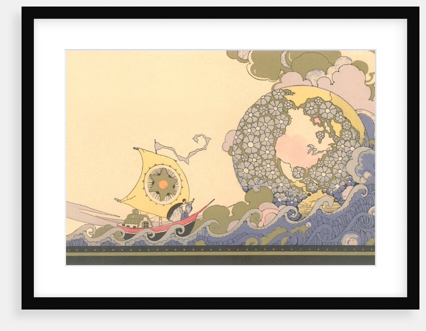 Art Nouveau Ship on Fanciful Sea by Anonymous