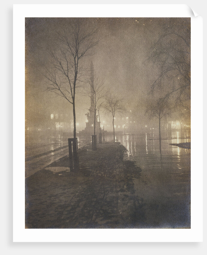 A Wet Night, Columbus Circle, New York by William A. Fraser