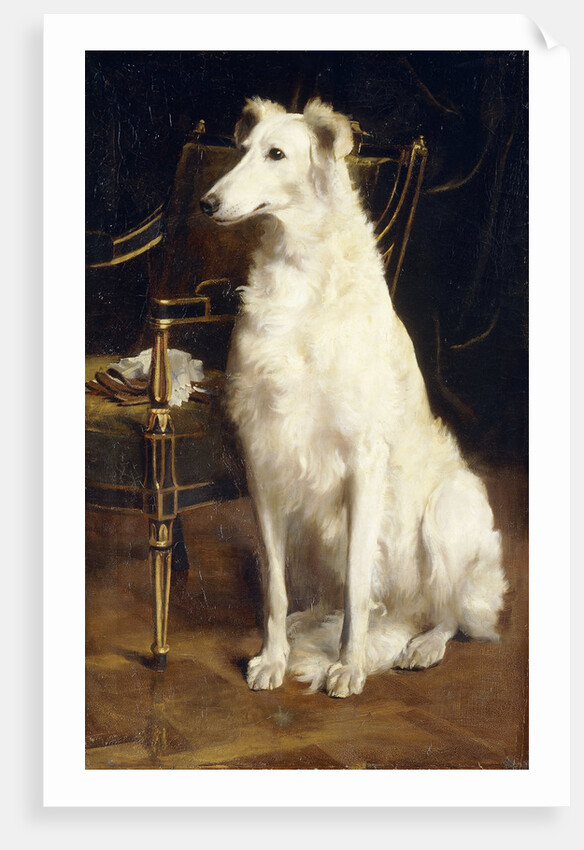 A Borzoi by a Chair by St. George Hare