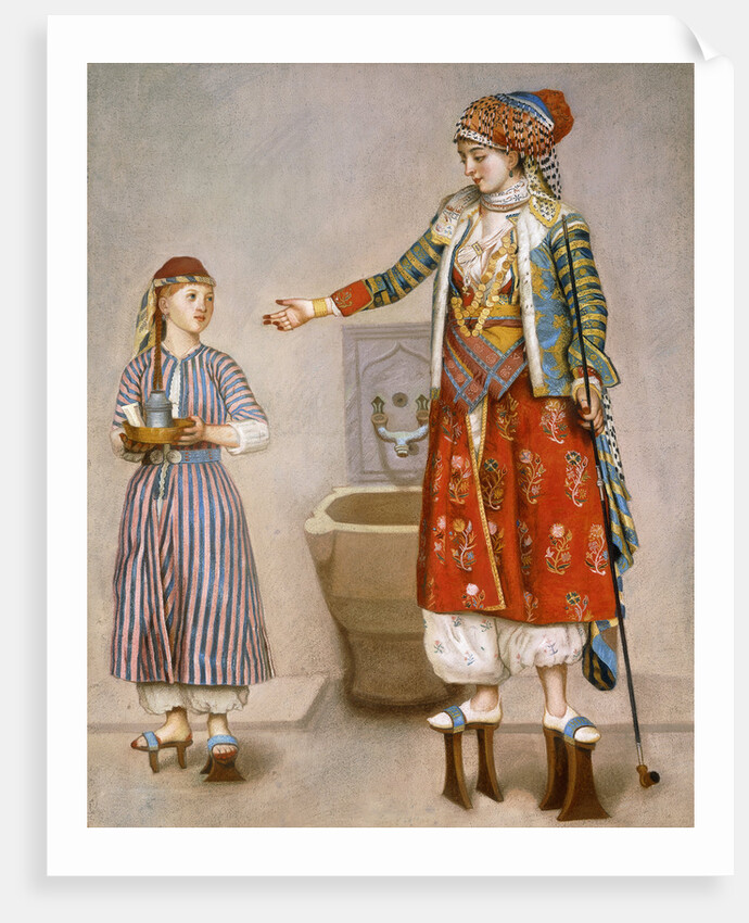 A Woman in Turkish Costume in a Hamam Instructing Her Servant by Jean-Etienne Liotard