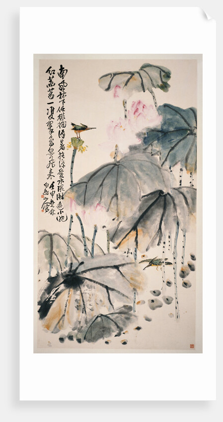 Lotus and Green Birds by Wang Zhen