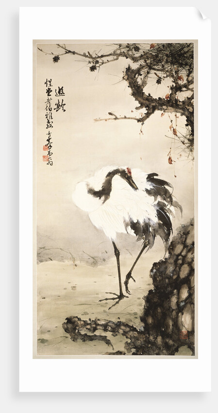 Crane under a Pine Tree by Gao Qifeng