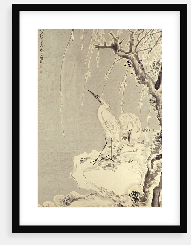 White Egrets on a Bank of Snow Covered Willows by Huang Shen
