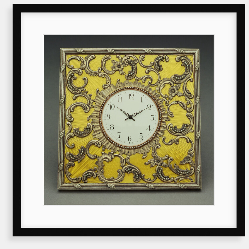 A Guilloche enamel silver-gilt table-clock, marked Faberge, workmaster Michael Perchin by Anonymous