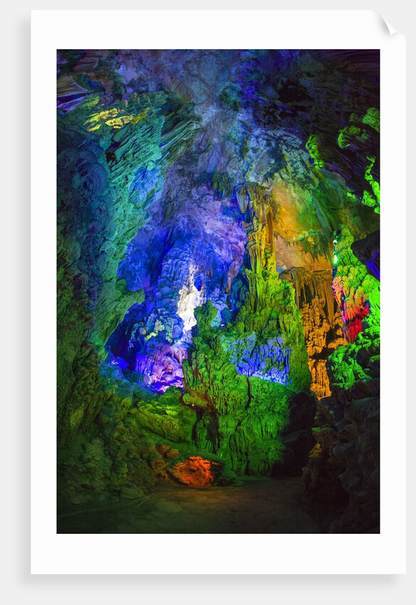 Multi Colored Lights in the Reed Flute Cave by Anonymous