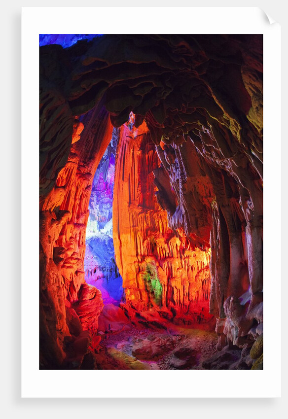 Multi Colored Lights in the Reed Flute Cave by Anonymous
