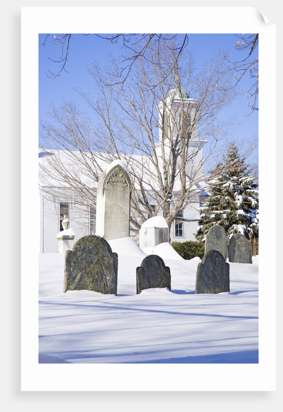 Snowy Church and Cemetery by Anonymous