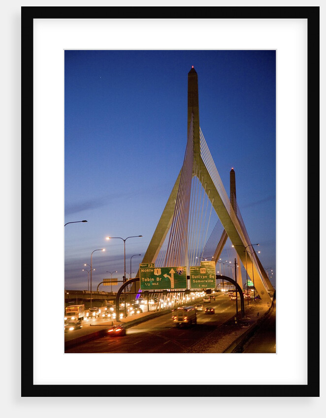 The Leonard P. Zakim Bunker Hill Bridge at dusk by Anonymous