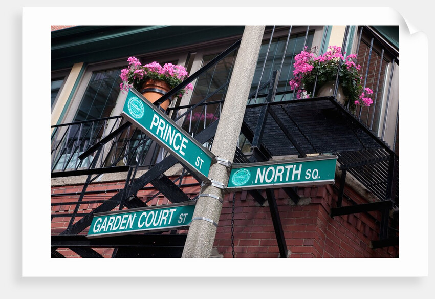 Street signs for intersection of Prince, North and Garden Court, historic North End, Boston, MA. by Anonymous