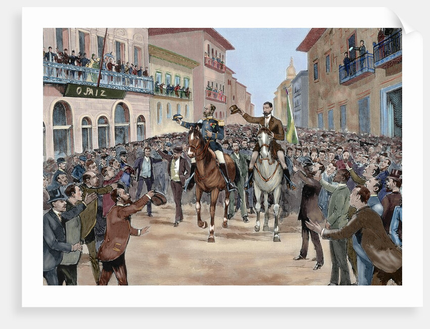 Proclamation of the Republic of Brazil. General Fonseca and the Bacayuva minister, 1889. by Anonymous