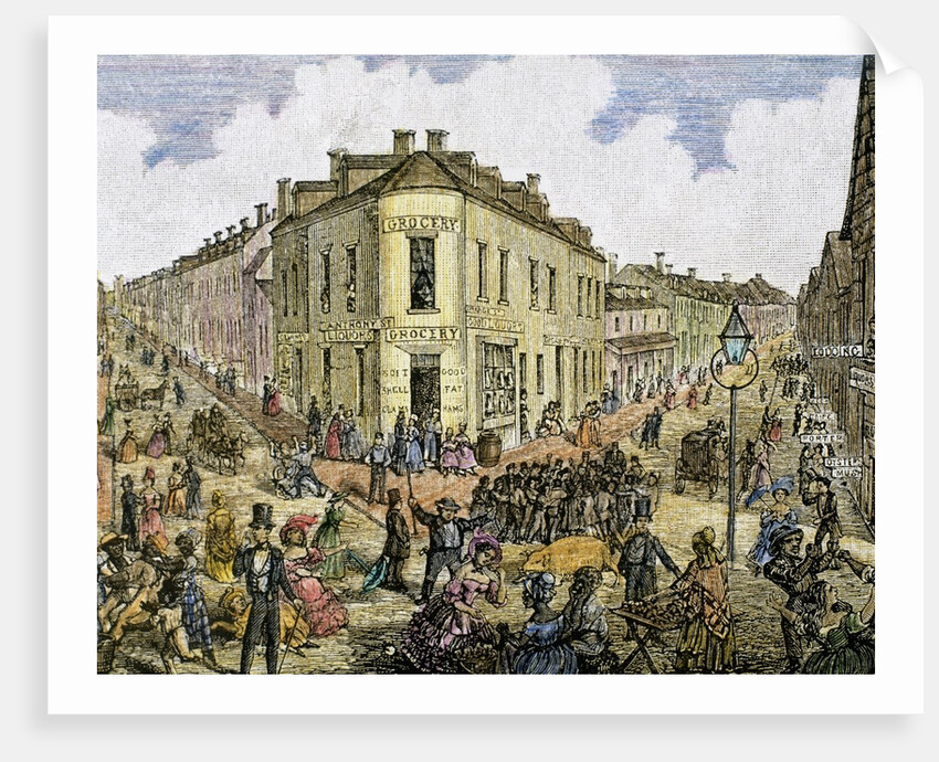 Streets junction. New York 1829. by Anonymous