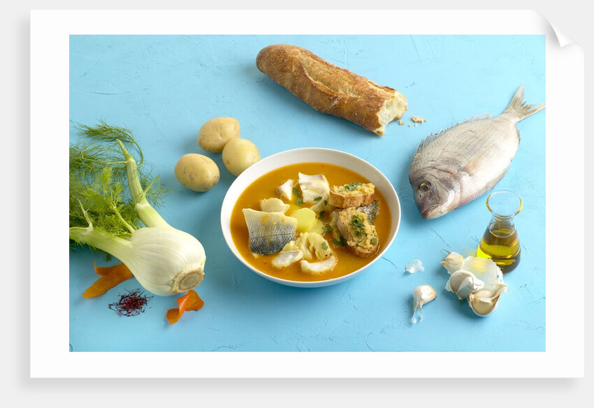 Bouillabaisse and ingredients by Anonymous