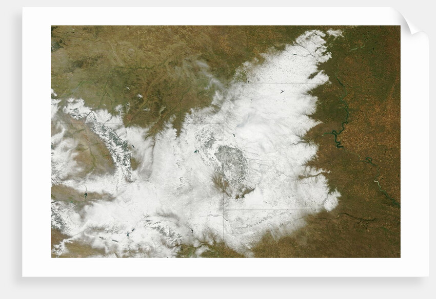 Satellite image of early season blizzard in the northern great plains by Anonymous