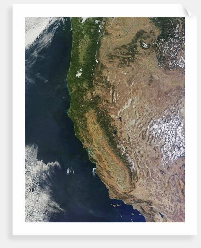 Satellite image of Oregon and California by Anonymous