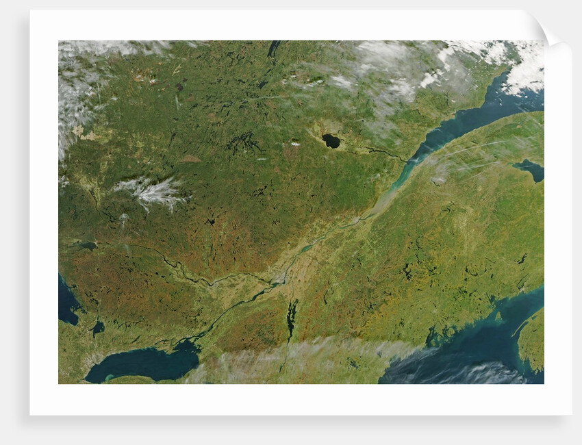 Satellite image of eastern Canada with fall colors by Anonymous