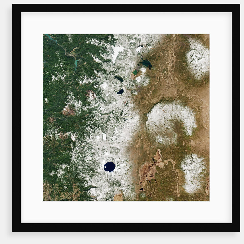 Satellite view of Crater Lake and the Cascade Mountains of Oregon by Anonymous