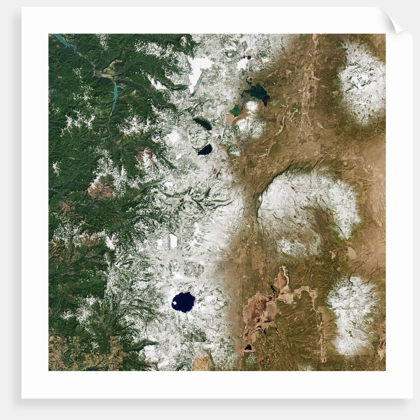 Satellite view of Crater Lake and the Cascade Mountains of Oregon by Anonymous
