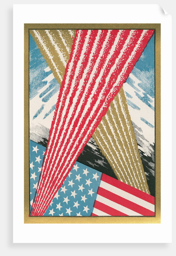 American Flag with Fireworks by Anonymous