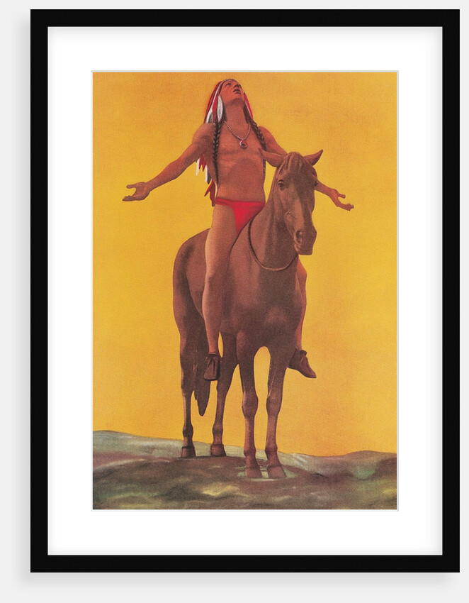 Indian Brave on Horse by Anonymous