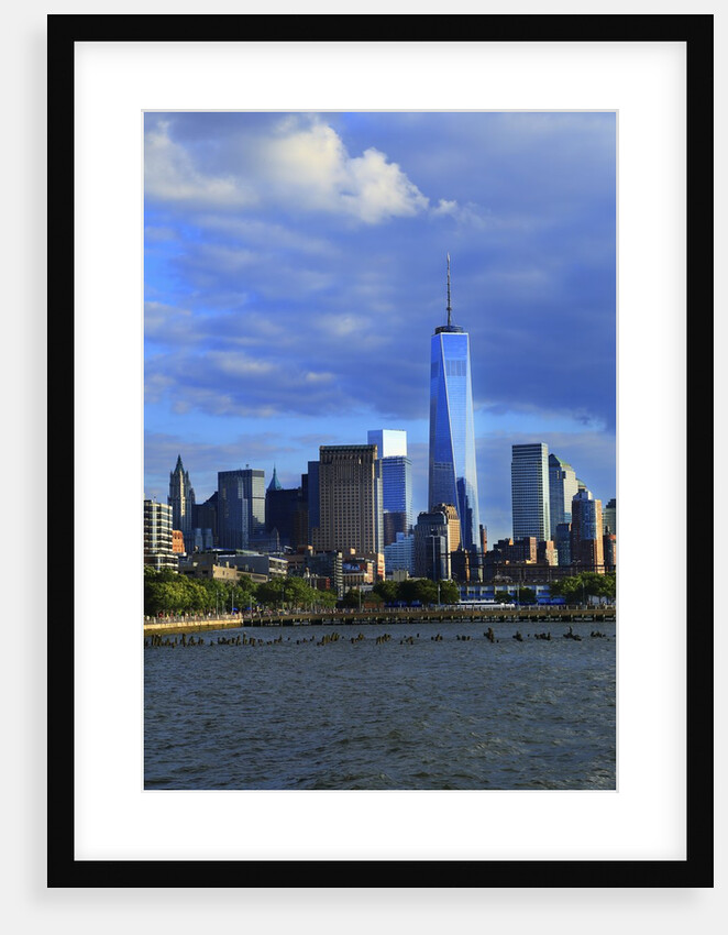 Downtown view with the Freedom tower from the Hudson River greenway by Anonymous