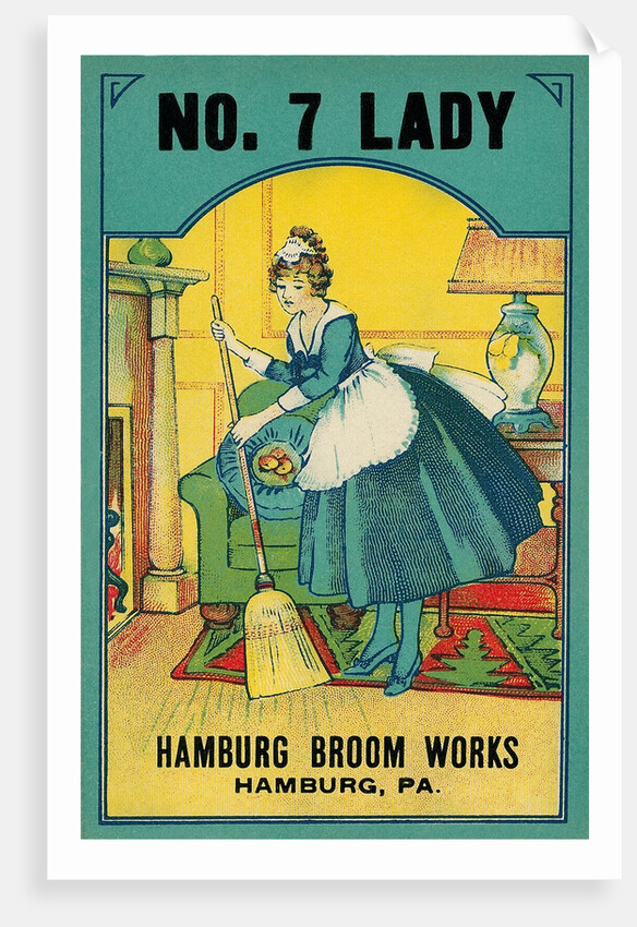 Advertisement for Hamburg Broom Works with Sweeping Maid by Anonymous