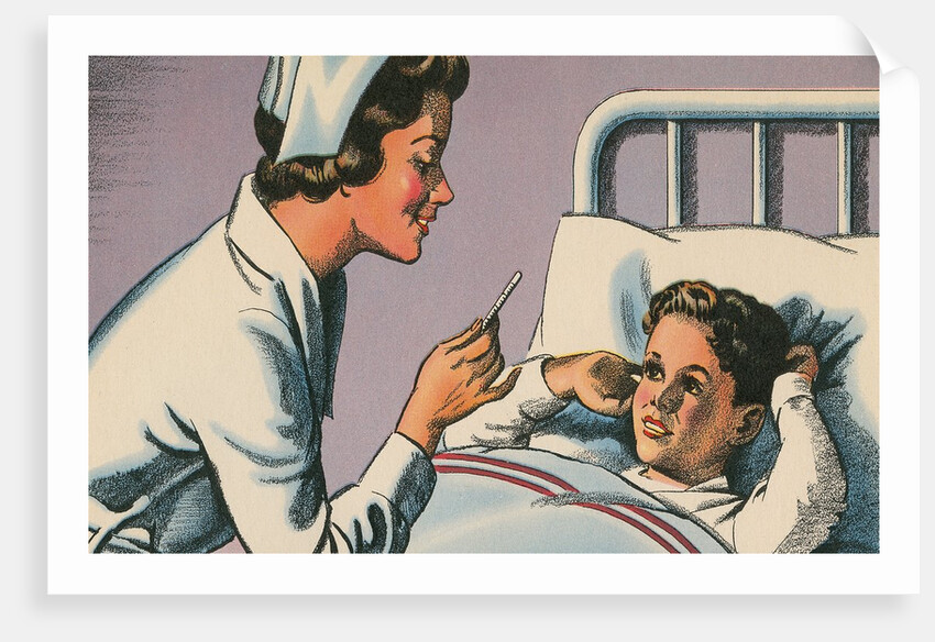 Nurse Taking Boy's Temperature by Anonymous