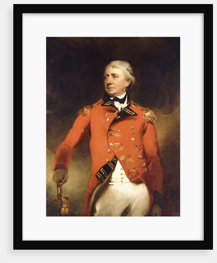 Portrait of General James Stuart standing three-quarter length, wearing a red uniform with gold frogging by Sir Thomas Lawrence