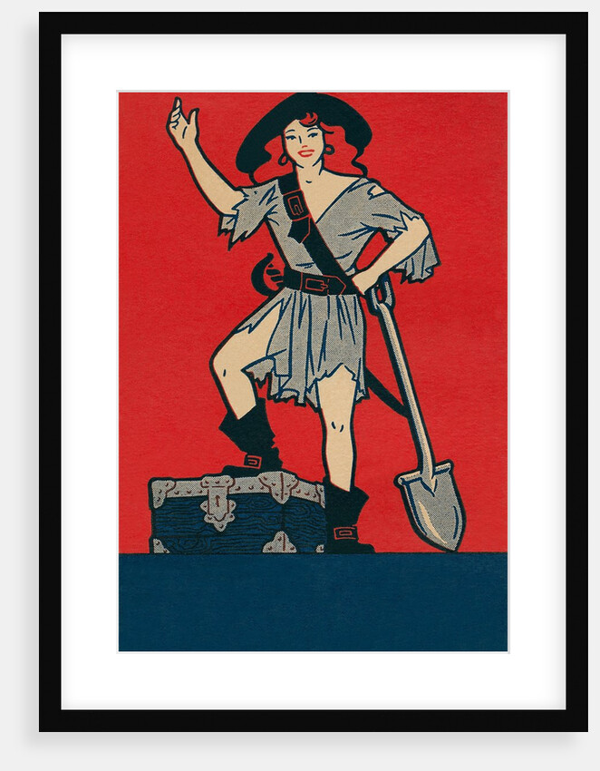Pirate Woman with Treasure and Shovel by Anonymous