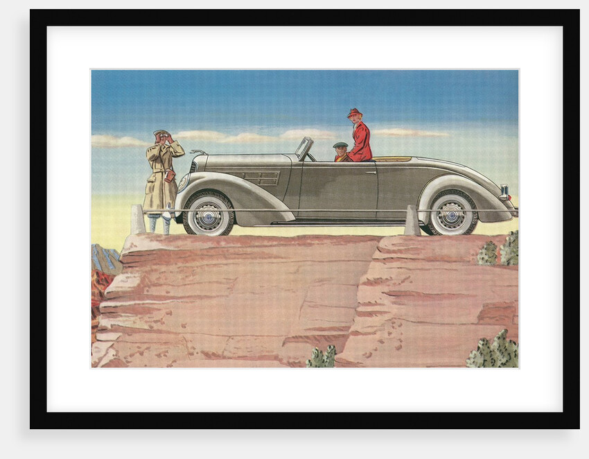 Tourists in Convertible Car on Mesa by Anonymous