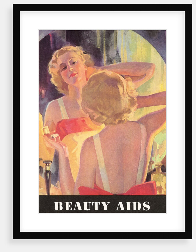 Beauty Aids, Woman at Mirror by Anonymous