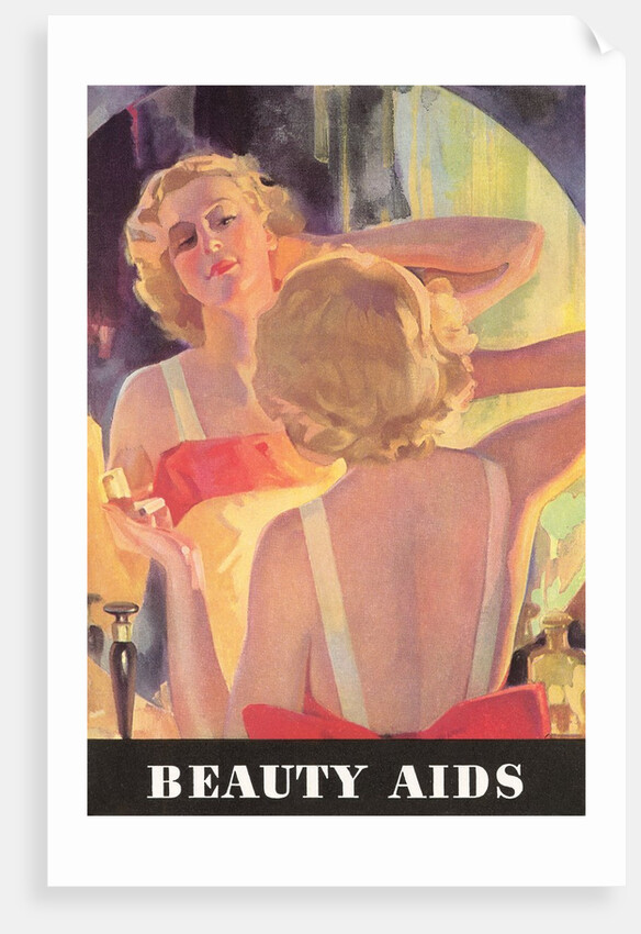 Beauty Aids, Woman at Mirror by Anonymous