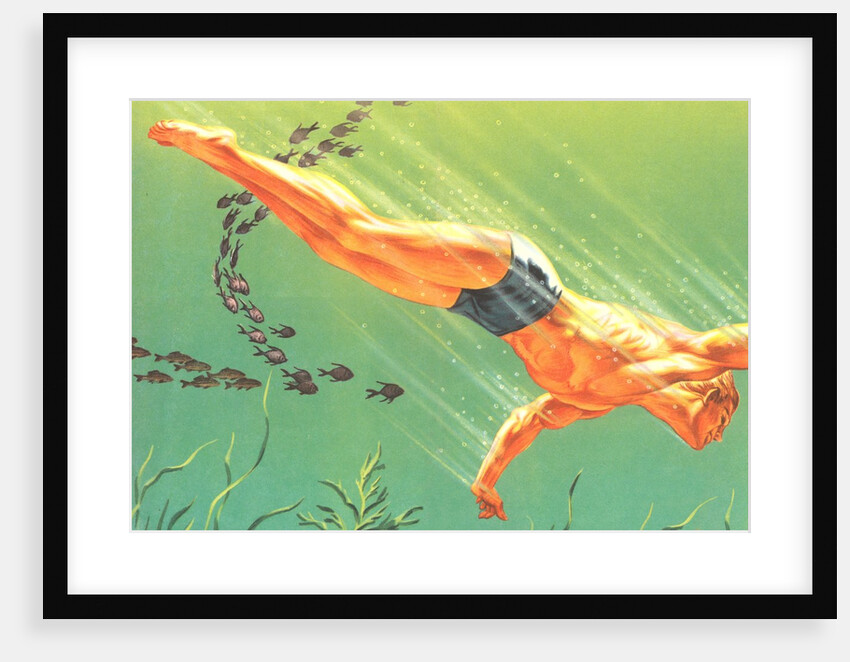 Man Swimming with Fish by Anonymous