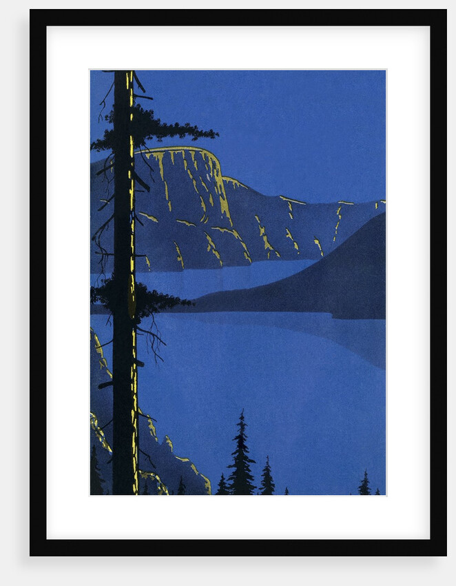 Pine Trees, Mountains, and Lakes in Blue by Anonymous