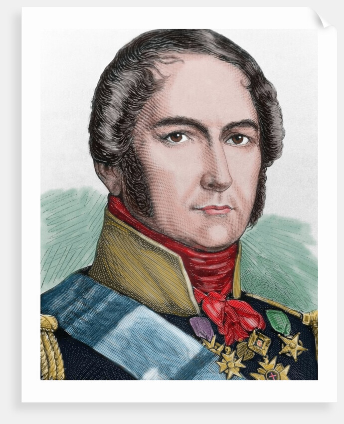 Leopold I of Belgium (1790-1865). The first King of the Belgians (1831-1865). Engraving. Colored. by Anonymous