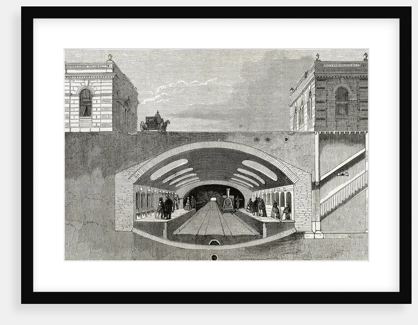 Section of a London Underground station. England. Engraving from "L'Univers IllustrÃƒÂ©." Late ninetee by Anonymous