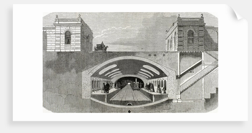 Section of a London Underground station. England. Engraving from "L'Univers IllustrÃƒÂ©." Late ninetee by Anonymous