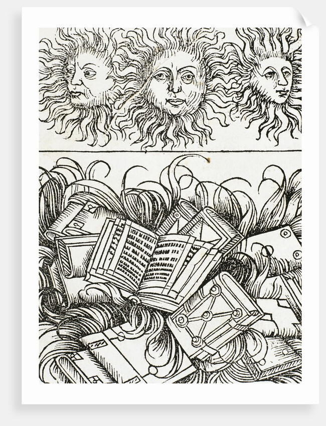 Burning books in the Library of Alexandria. by Anonymous