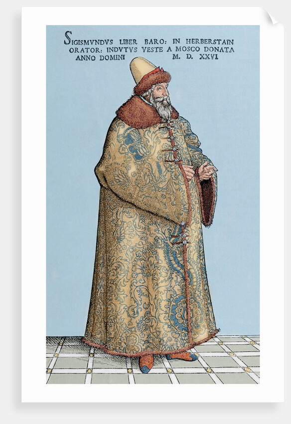 Sigismund von Herberstein (1486-1566). Engraving. Colored. by Anonymous