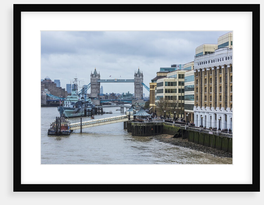 The Thames river, the HMS Belfast, a Royal Navy light cruiser, and the Tower Bridge by Anonymous