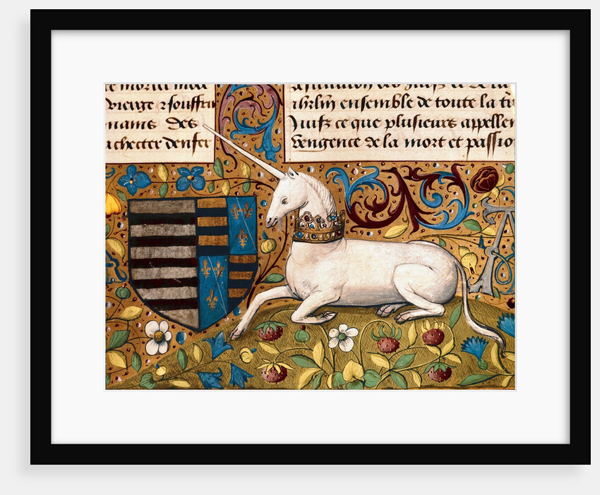 Unicorn and coat of arms, 15th century by Anonymous