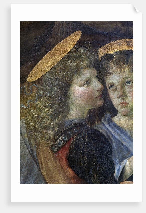 Detail of Baptism of Christ by Leonardo da Vinci and Andrea del Verrocchio by Anonymous
