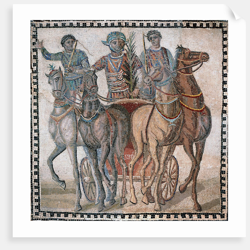 Roman mosaic with charioteer in a quadriga by Anonymous