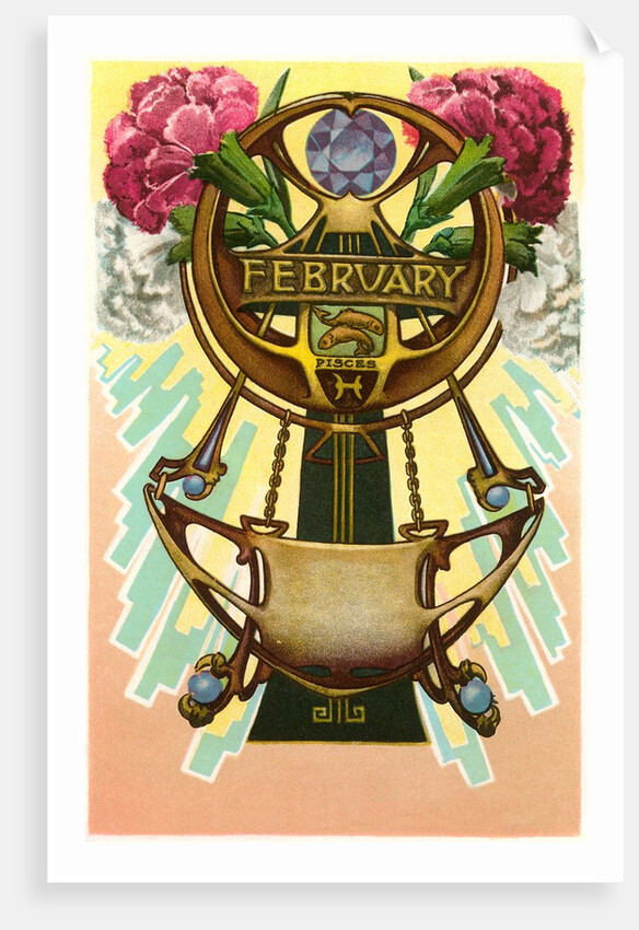 Art Nouveau February, Pisces by Anonymous